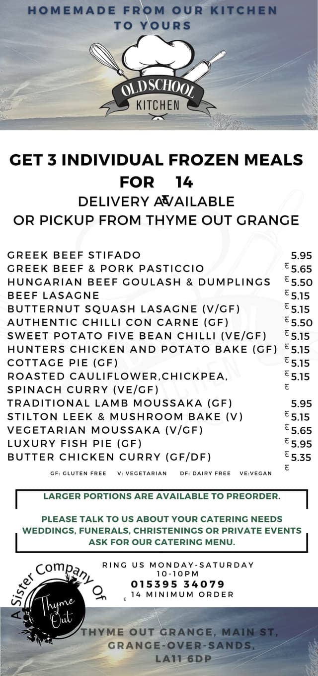 2025 Old School Kitchen Menu